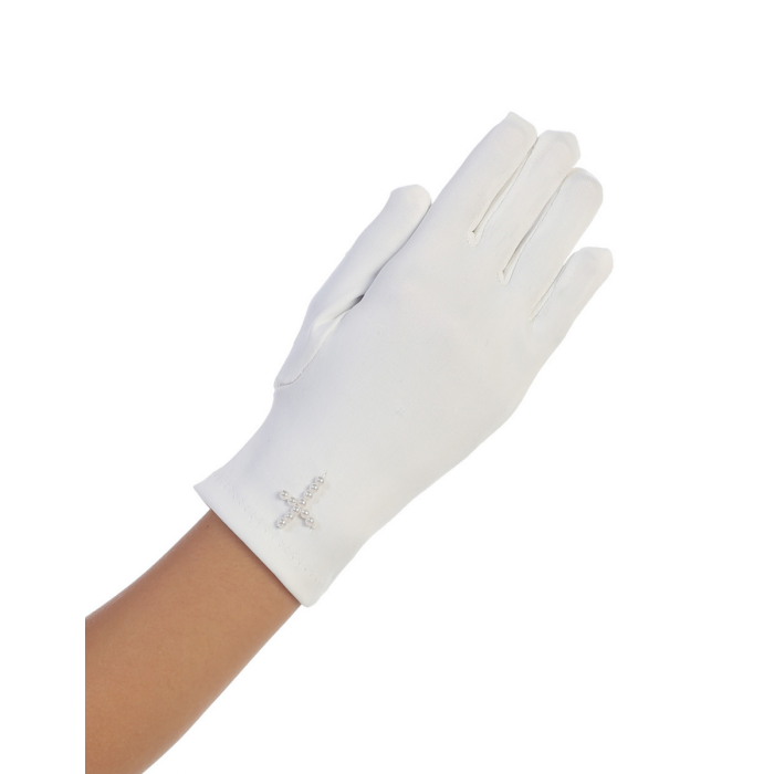 First Communion Gloves Pearl Cross