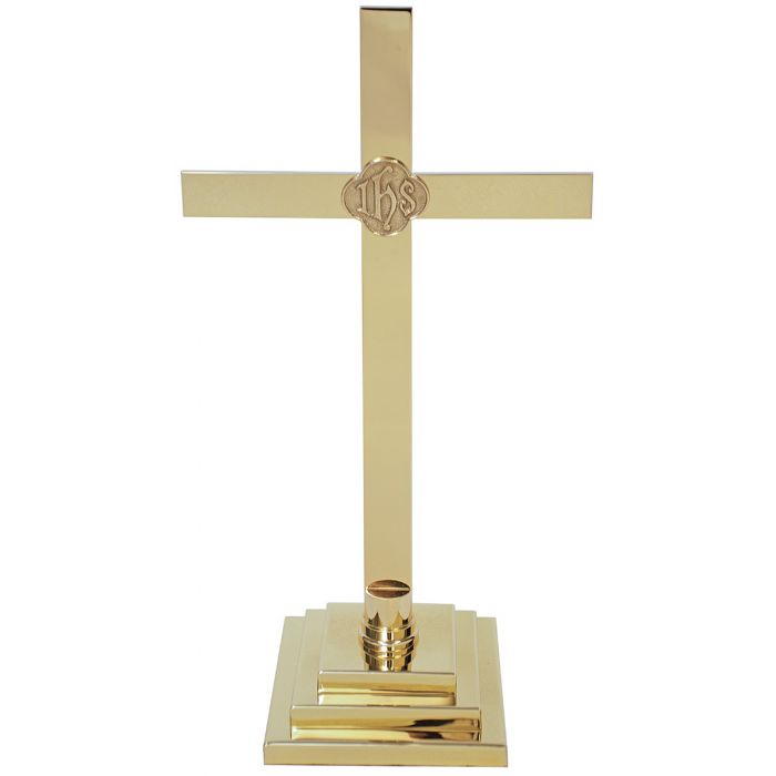 IHS Altar Cross with 3 Step Base