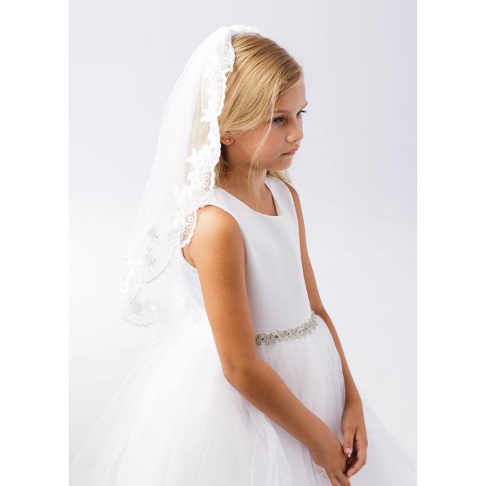 First Communion Veil with Floral Lace