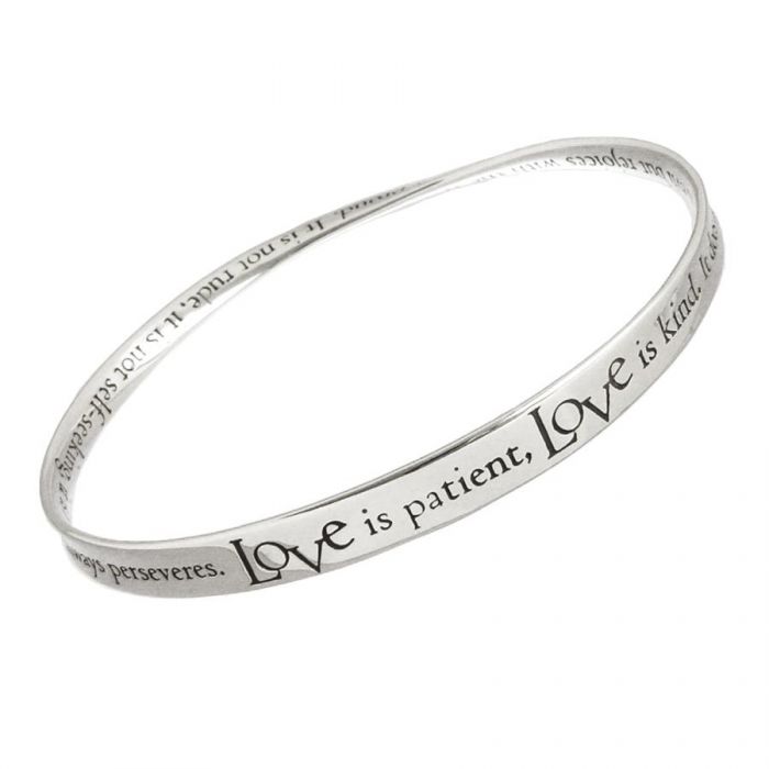 LOVE IS PATIENT, LOVE IS KIND - 1 CORINTHIANS 13 Christian Bangle Bracelet