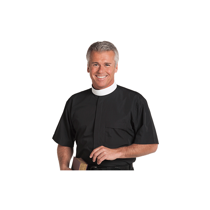 Men's Short Sleeve Black Clergy Shirt