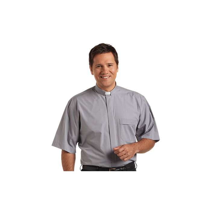 Men's Short Sleeve Tab Collar Grey Clergy Shirt
