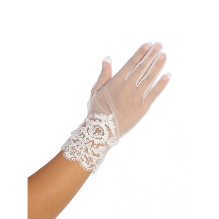Organza First Communion Gloves with Lace