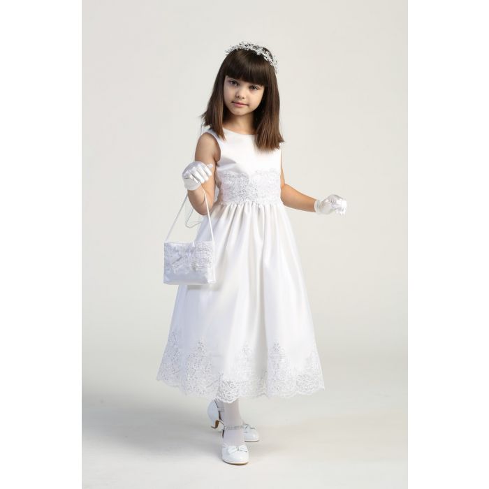 Pretty First Communion Dress with corded embroidery
