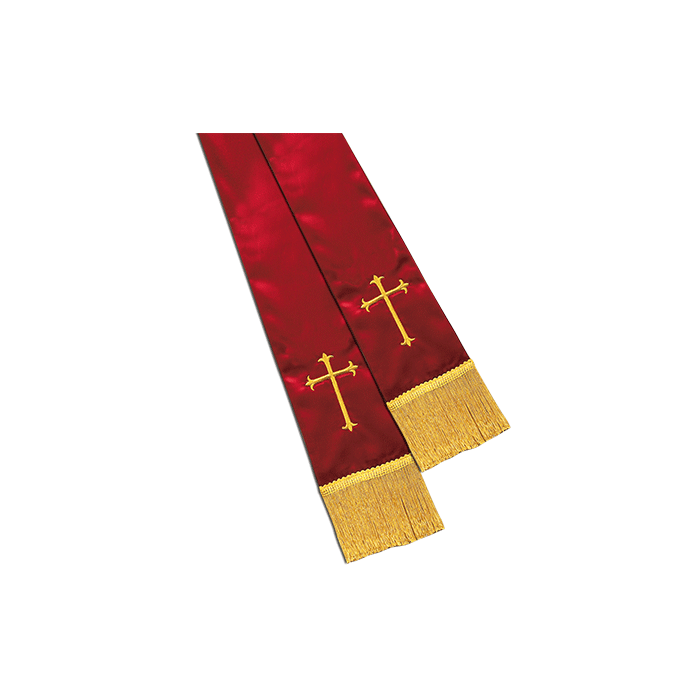 Red Satin Pulpit Clergy Stole with Cross