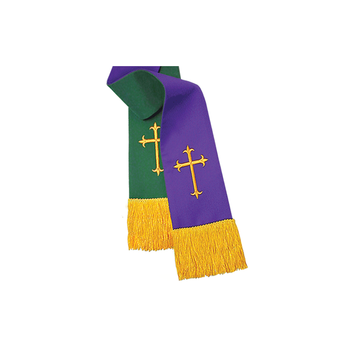 Reversible Clergy Stole Hunter/Purple Cross