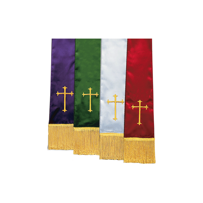 Satin Pulpit Clergy Stoles with Latin Crosses Set