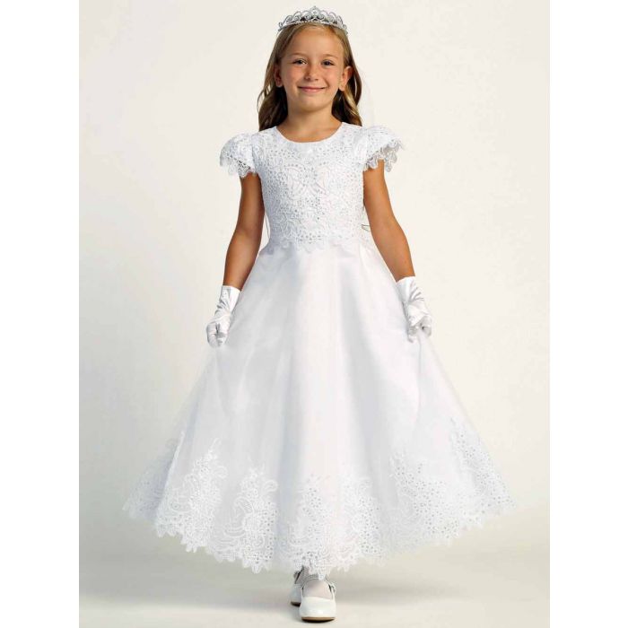  First Communion Dress with Embroidered tulle with sequins