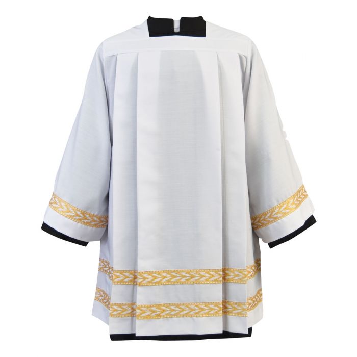 Tailored Priest Surplice with Gold Embroidered Bands