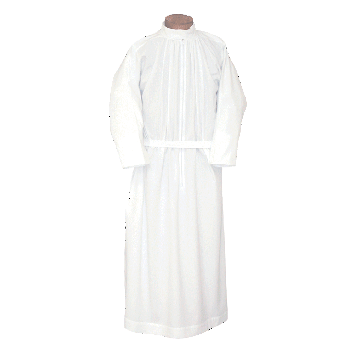Traditional Plain Clergy Alb with Stand Up Collar