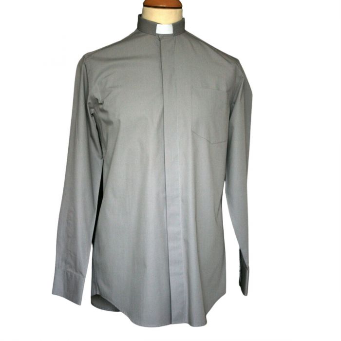 Grey Cotton Men's Clergy Shirt 