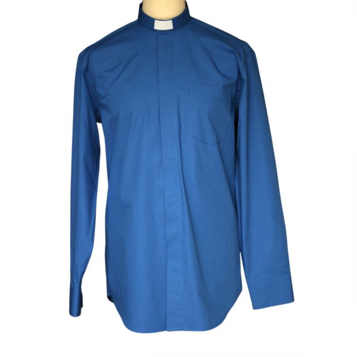 Royal Blue Cotton Men's Clergy Shirt