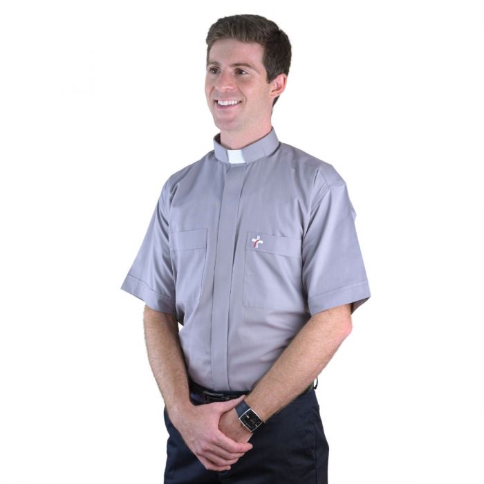 Grey Tab Collar Men's Deacon Shirt