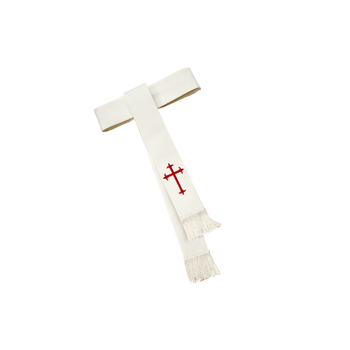 White Clergy Cincture with Red Cross