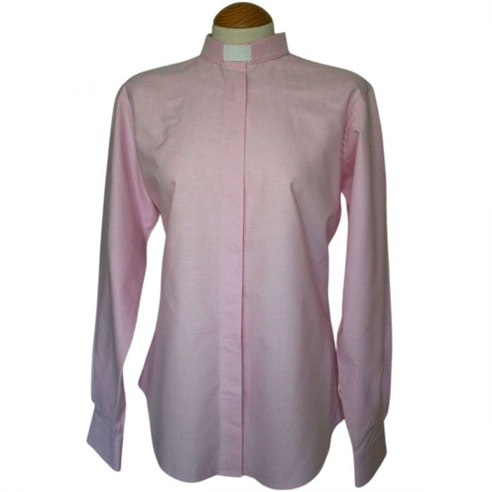 Women's Pink Oxford Tab Collar Cotton Clergy Blouse