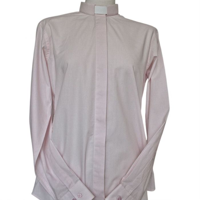 Women's Pink Tab Collar Cotton Twill Clergy Blouse
