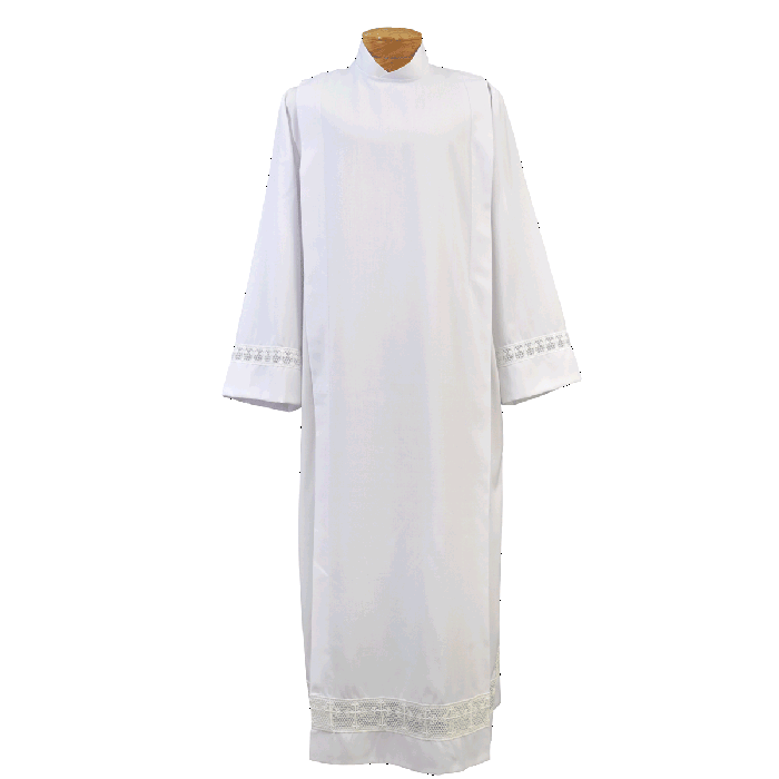 Wool Blend Clergy Alb with Embroidered Crosses