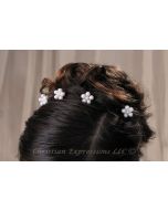 First Communion Hairpins w/Pearl Flowers