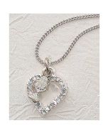 Communion CRYSTAL HEART WITH RHODIUM CHALICE w/Chain