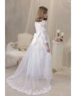 Long Length Organza and Lace First Communion Gown with Long Sleeves