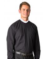 Men's Long Sleeve Black Neckband Collar Clergy Shirt
