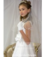 First Communion Veil with Scalloped Edge