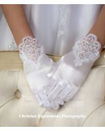 Satin Gloves Lace and Rhinestones