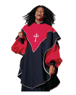 Black and Vermilion Choir Robe Overlay with Cross
