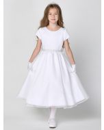First Communion Dress Satin bodice with crystal organza skirt