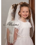 First Communion Veil with Ribbon Trim-3 Sizes Available