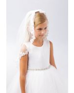 First Communion Veil with Floral Lace Trim