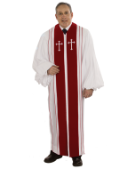 Pulpit Robe Bishop White with Crosses and Red Panels