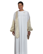 Women's White Evangelist Clergy Robe with Gold Stole