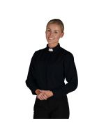 Women's Tab Collar Blouse - Long Sleeve Black