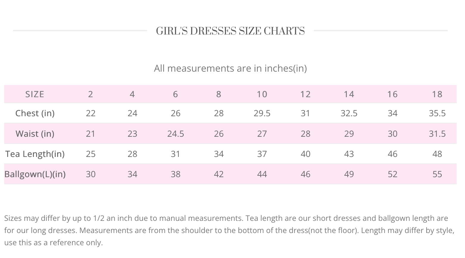 Bijan Kids First Communion Dresses Size Chart