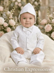 Boys Christening Embroidered Vest with Satin Shirt & Pant Set