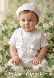 Boys Nautical Gabardine Irish Christening Outfit Shamrocks
