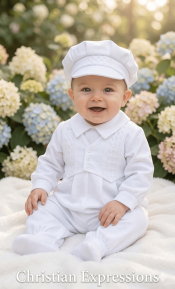 Boys White Christening Celebration Set with Hat