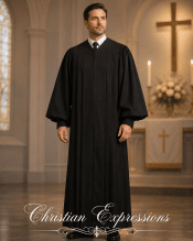 Men’s Plain Black Clergy Pulpit Robe