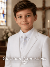 Boys first communion tie white with embroidered irish celtic cross