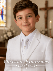 Boys first communion tie white with Gold Cross