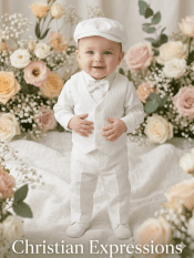 Boys Cotton Weaved Baptism Suit