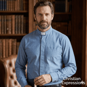 Dark Blue Oxford Men's Clergy Shirt