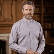 Grey Cotton Men's Clergy Shirt