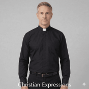 Black Cotton Men's Clergy Shirt