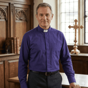 Dark Blue Cotton Men's Clergy Shirt