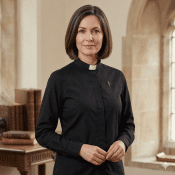 Women's Black Tab Collar Clergy Blouse