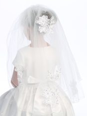 First Communion Two  Veil with Lace Appliques on Comb