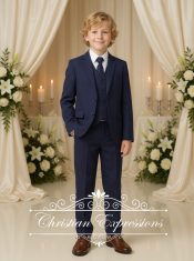 Boys Slim Fit Ink Blue First Communion Suit
