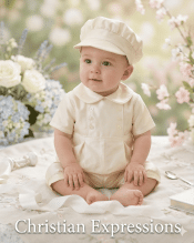 Boys Silk Christening Outfit Christening Baptism Romper with Hat